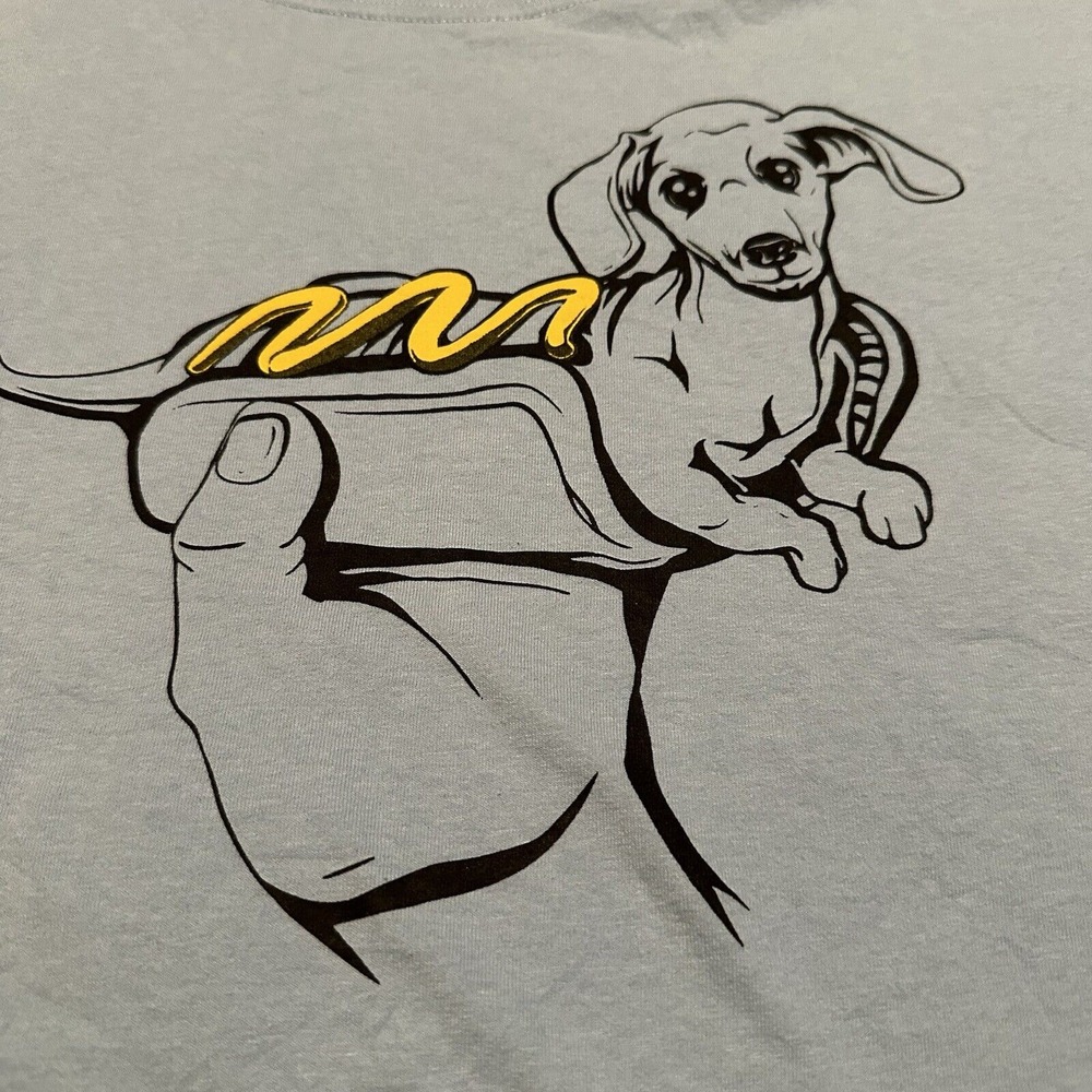 Weiner Dog Hot Dog Funny Graphic Shirt Dachshund Dog Shirt‎ Large Blue